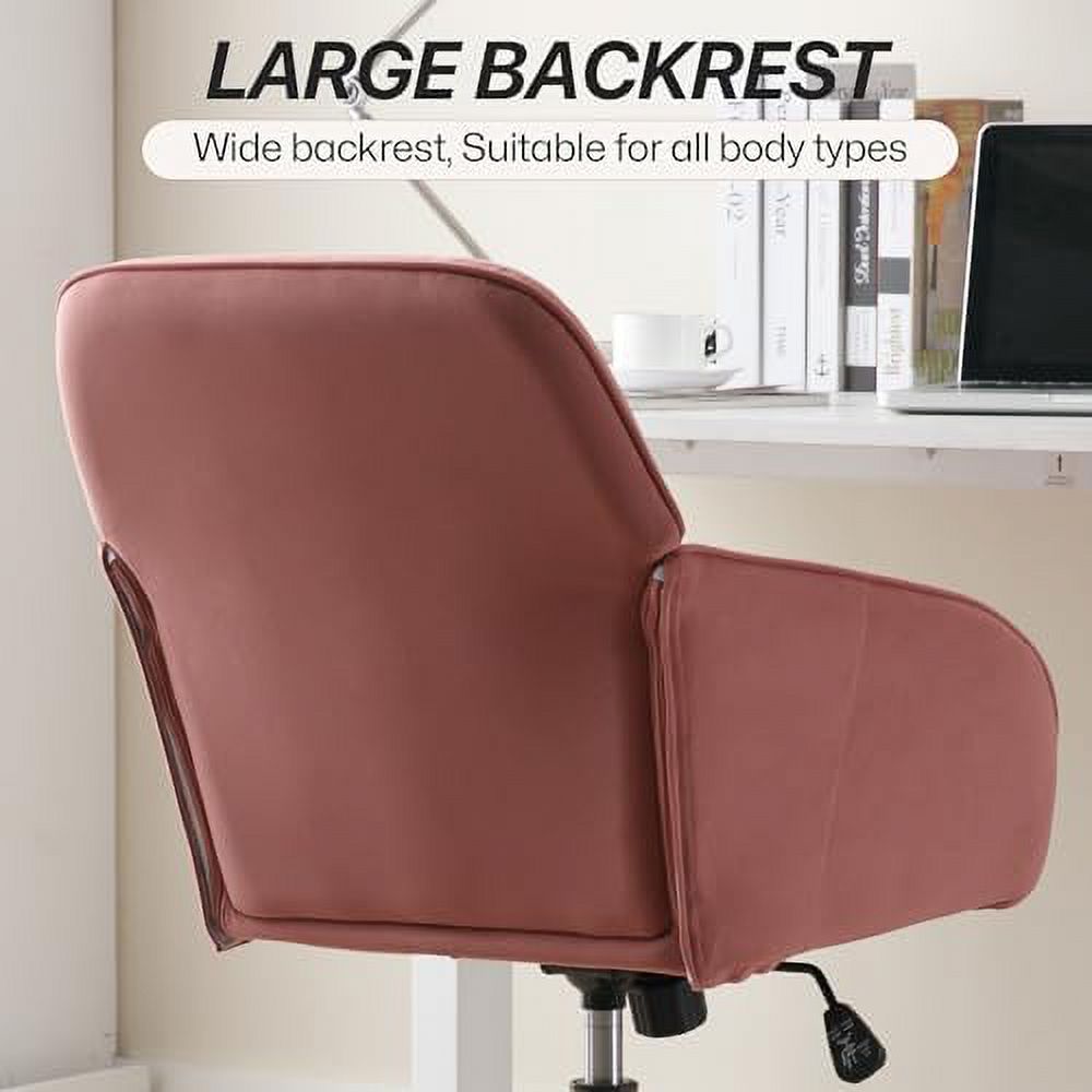 CHNBVC Velvet Office Desk Chair with Gold Base  with Wheels Modern Height Adjustable  Degree Swivel Upholstered Vanity Chairs with Arms  Room Bedroom  Cream