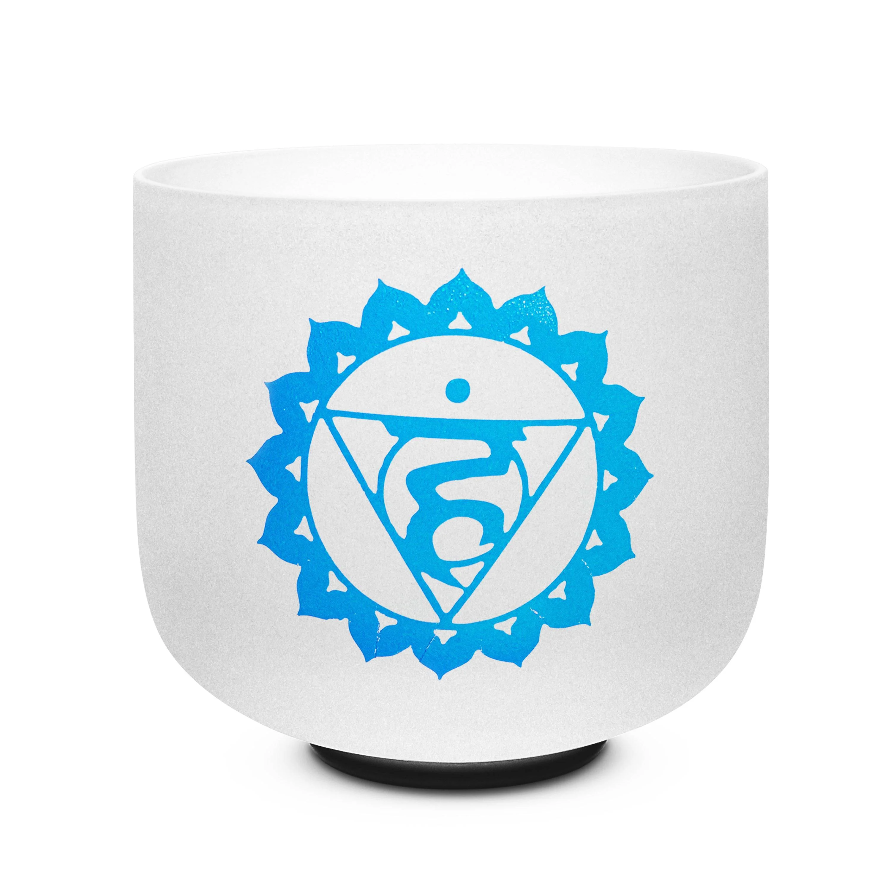 TOPFUND Chakra Design Set of 7 Crystal Singing Bowls 8-14 inch with Heavy Duty Carrying Case and Suede Stick