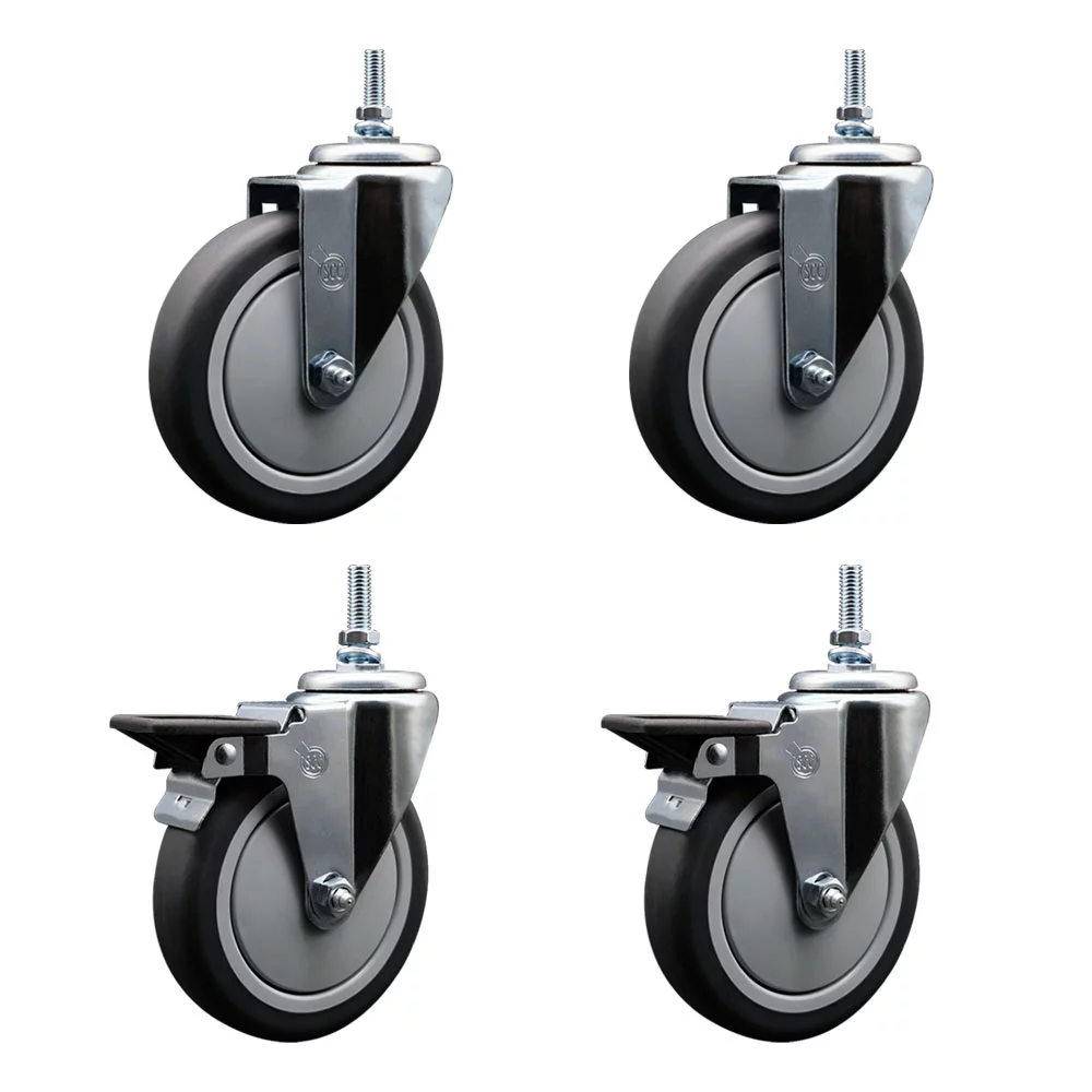 Thermoplastic Rubber Swivel Threaded Stem Caster Set of 4 - 5