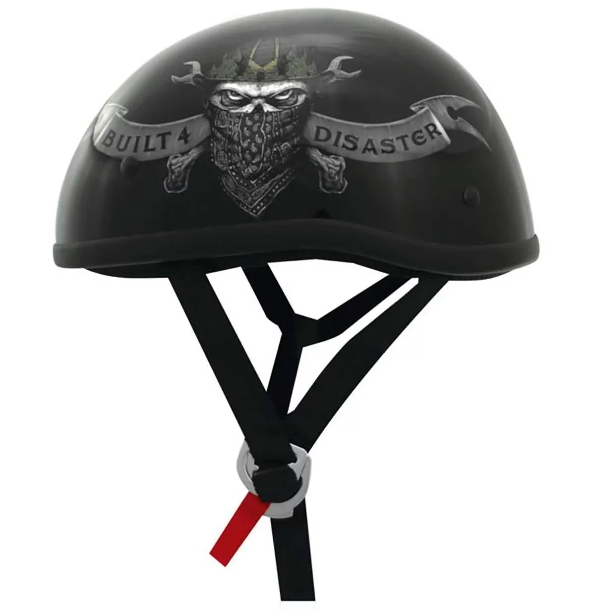 Skid Lid Built 4 Disaster Motorcycle Half Helmet Black XXL