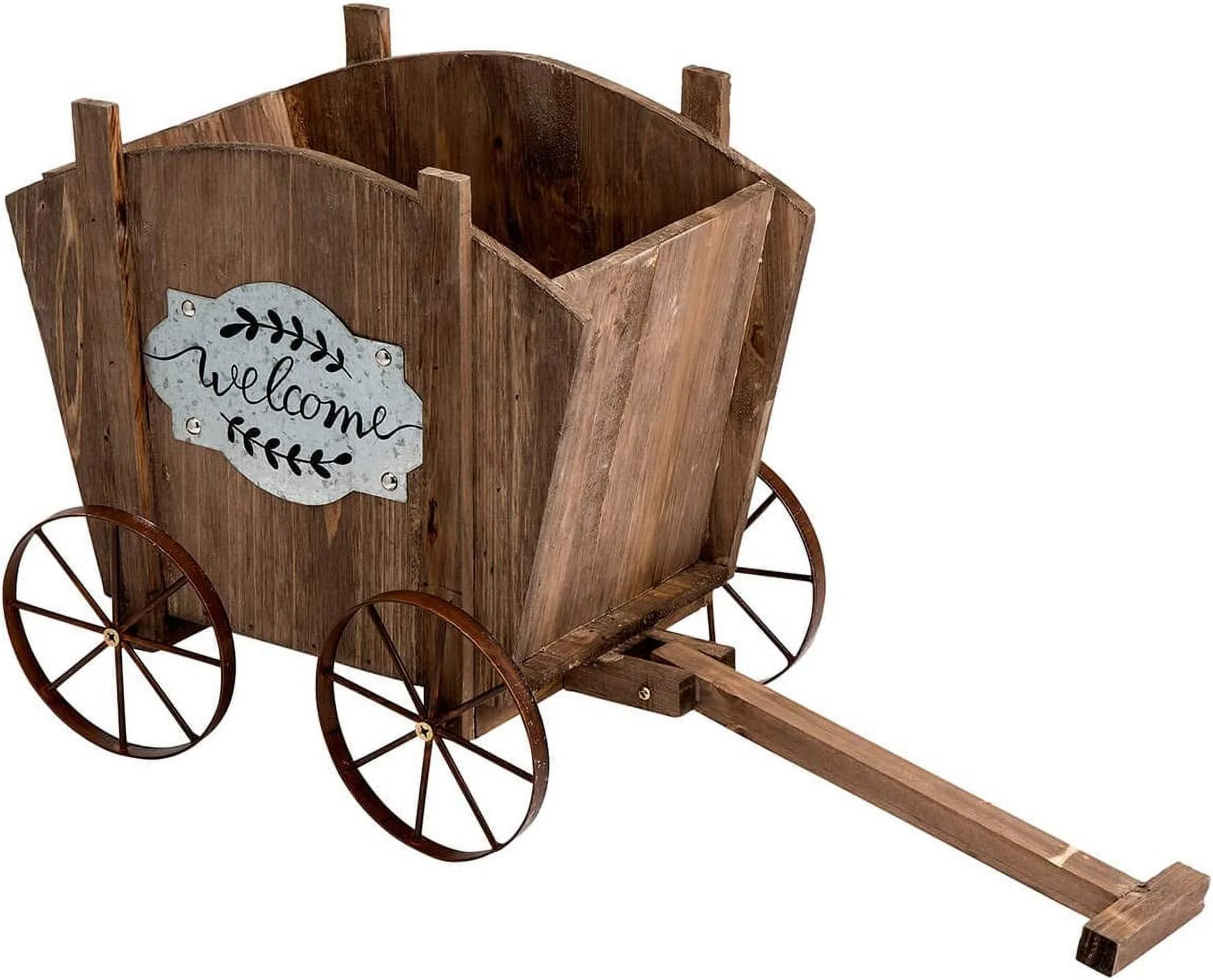 Welcome Wagon Wooden Planter Box, Amish Wagon Decorative Indoor/Outdoor Planter
