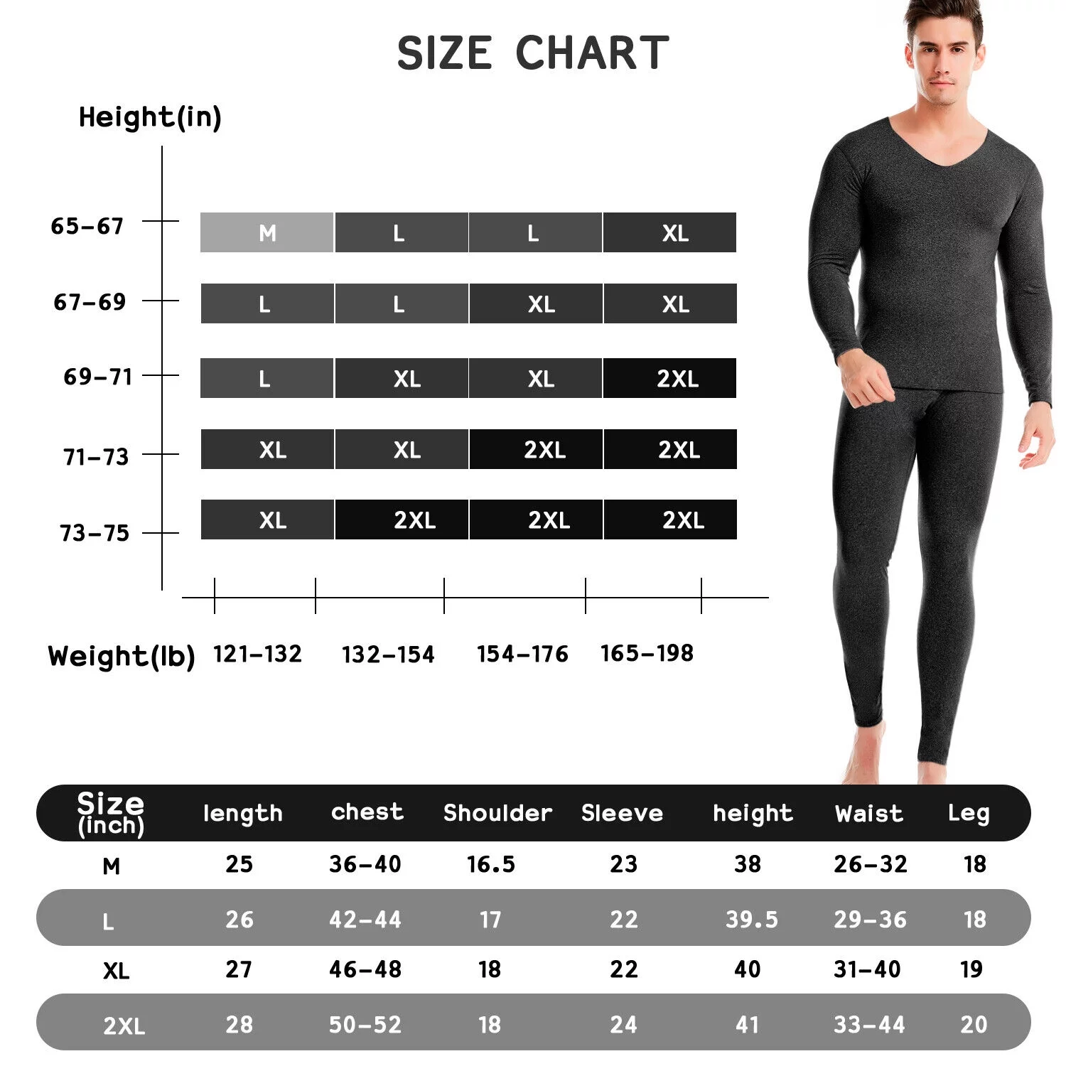 Men Winter Fleece Lined Cotton 99% Thermal Long Johns Top Bottom Underwear Set