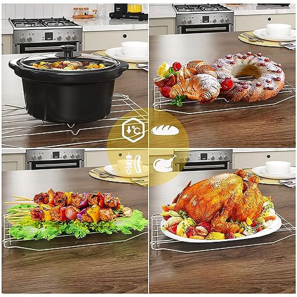 Sunvivi 24 Quart Electric Turkey Roaster Oven with Visible Glass Lid,Removable Pan & Rack, Stainless Steel, Black
