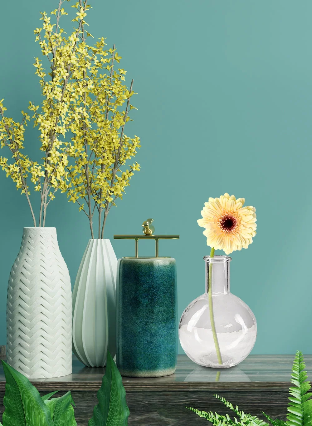 Serene Spaces Living Clear Bottleneck Bulb Glass Vase, 5.3