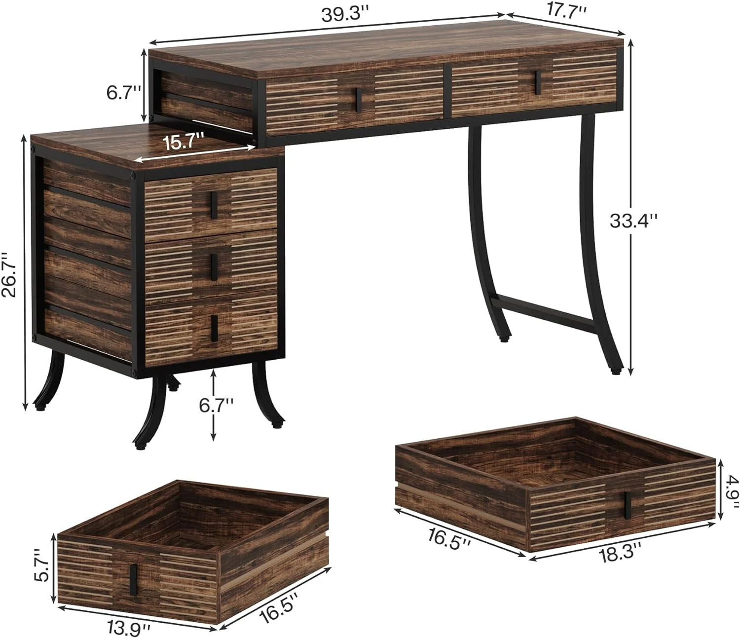 Tribesigns Computer Desk with 5 Drawers, 55