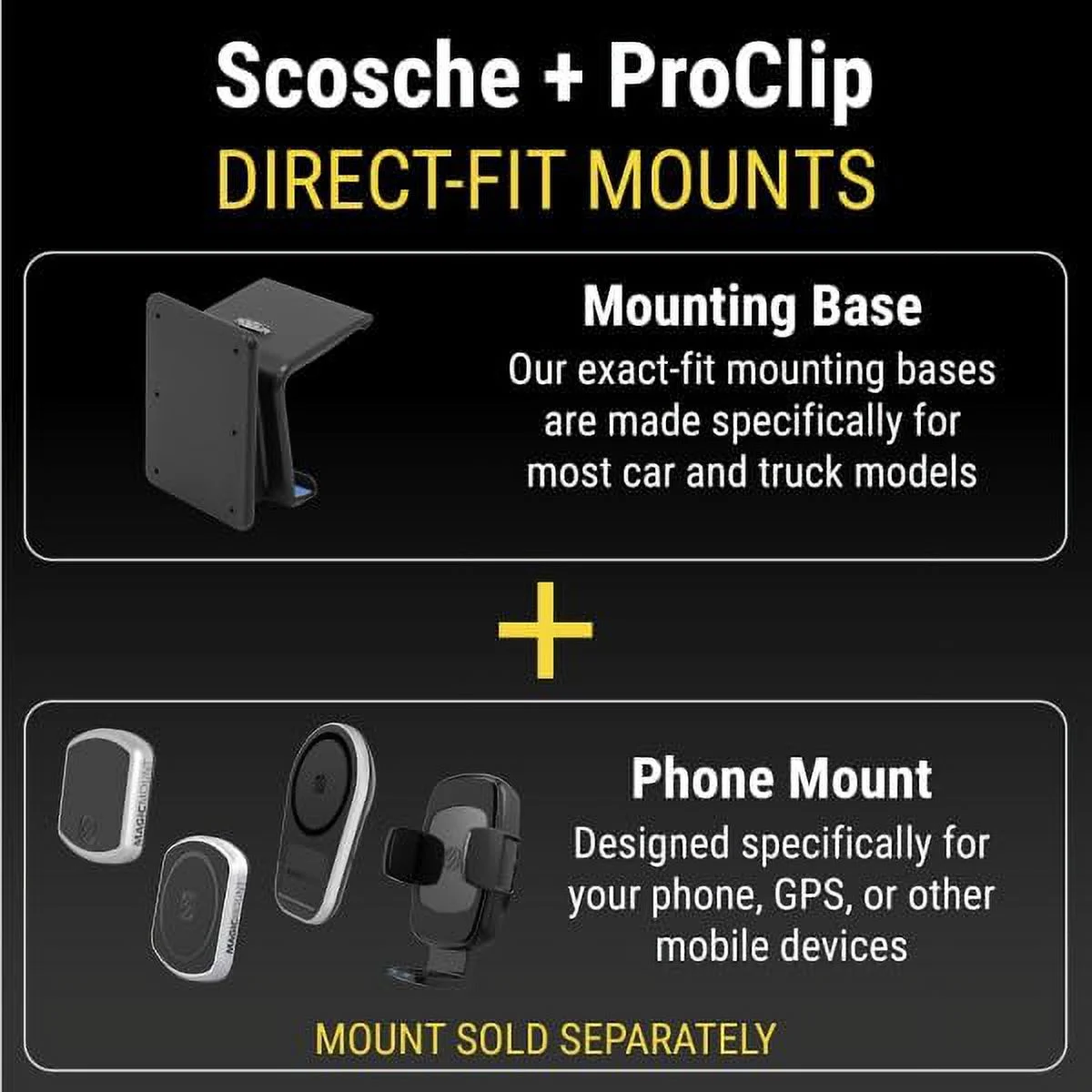 Scosche PC854957 ProClip Center Dash Mount Compatible with 2014-2021 Toyota Tundra Trucks (Mounting Base Only)