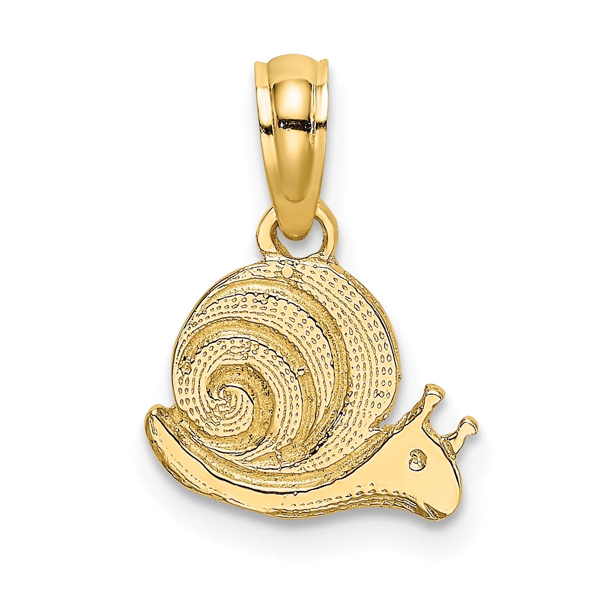 Carat in Karats 14K Yellow Gold Textured Mini Snail Pendant Charm (12.44mm) With 14K Yellow Gold Lightweight Rope Chain Necklace 20''
