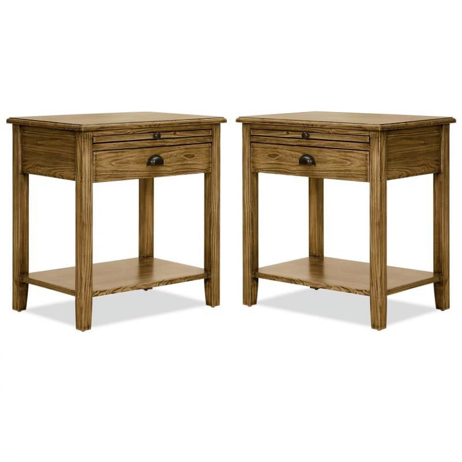 Home Square Traditional Wood End Table in Dark Brown Finish - Set of 2