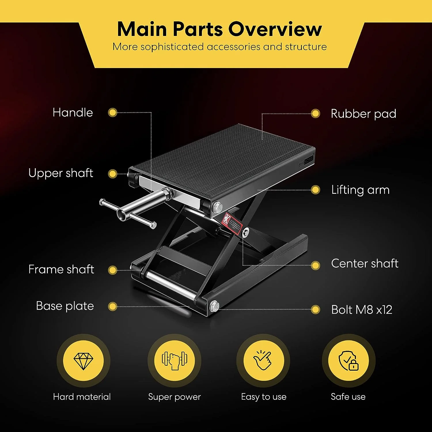 SPECSTAR Motorcycle Scissor Jack Lift, 1100 lbs Load, 14.4