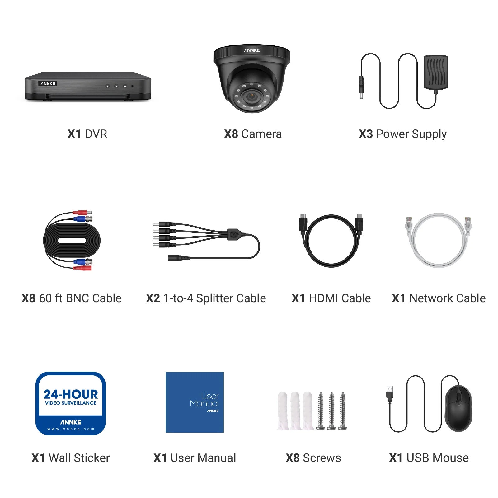 ANNKE Security Camera System 4pcs 1080P Weatherproof Outdoor CCTV Camera  16CH 1080P Video Surveillance Kits with 2TB HDD, IP66 Weatherproof, DVR H.265+ Video Compression for Bandwidth Efficiency