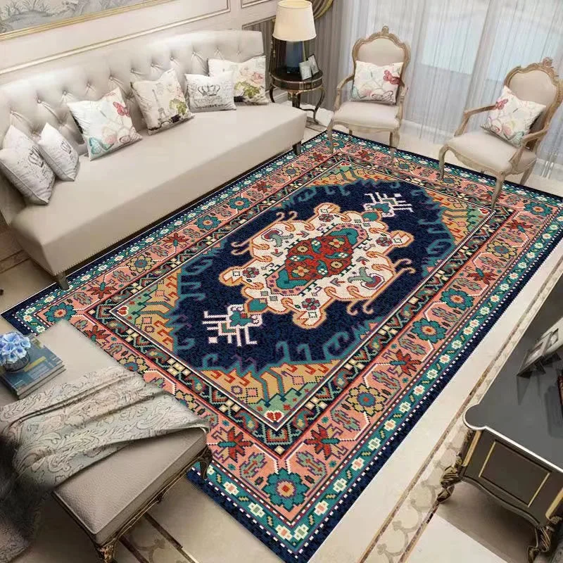 Vintage Persian Style Carpets for Living Room Decortion Bedroom Home Bedside Sofa Kids Play Area Rug Non-slip Washable Floor Mat