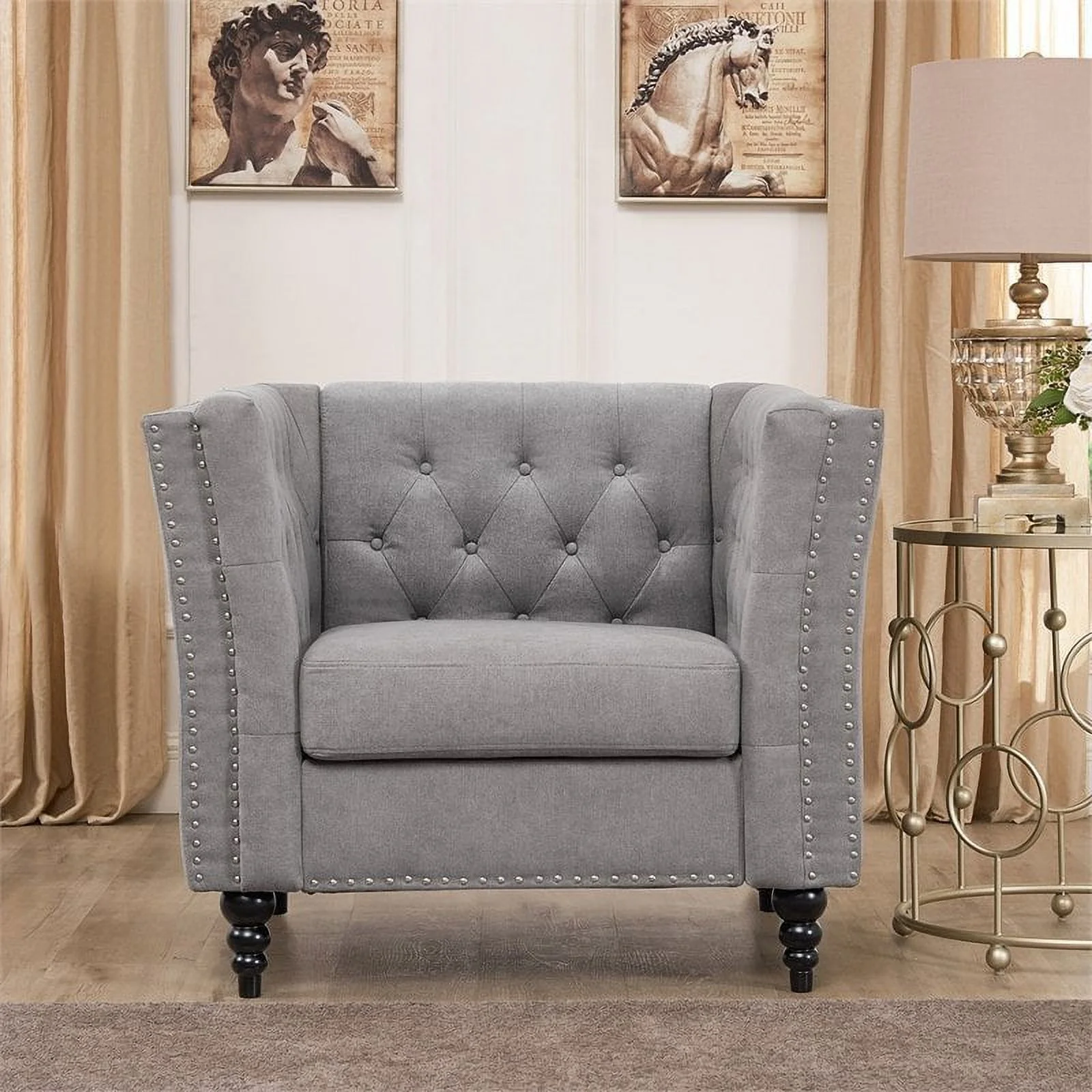 Home Square 2 Piece Set with Microfiber Living Room Loveseat and Chair in Gray