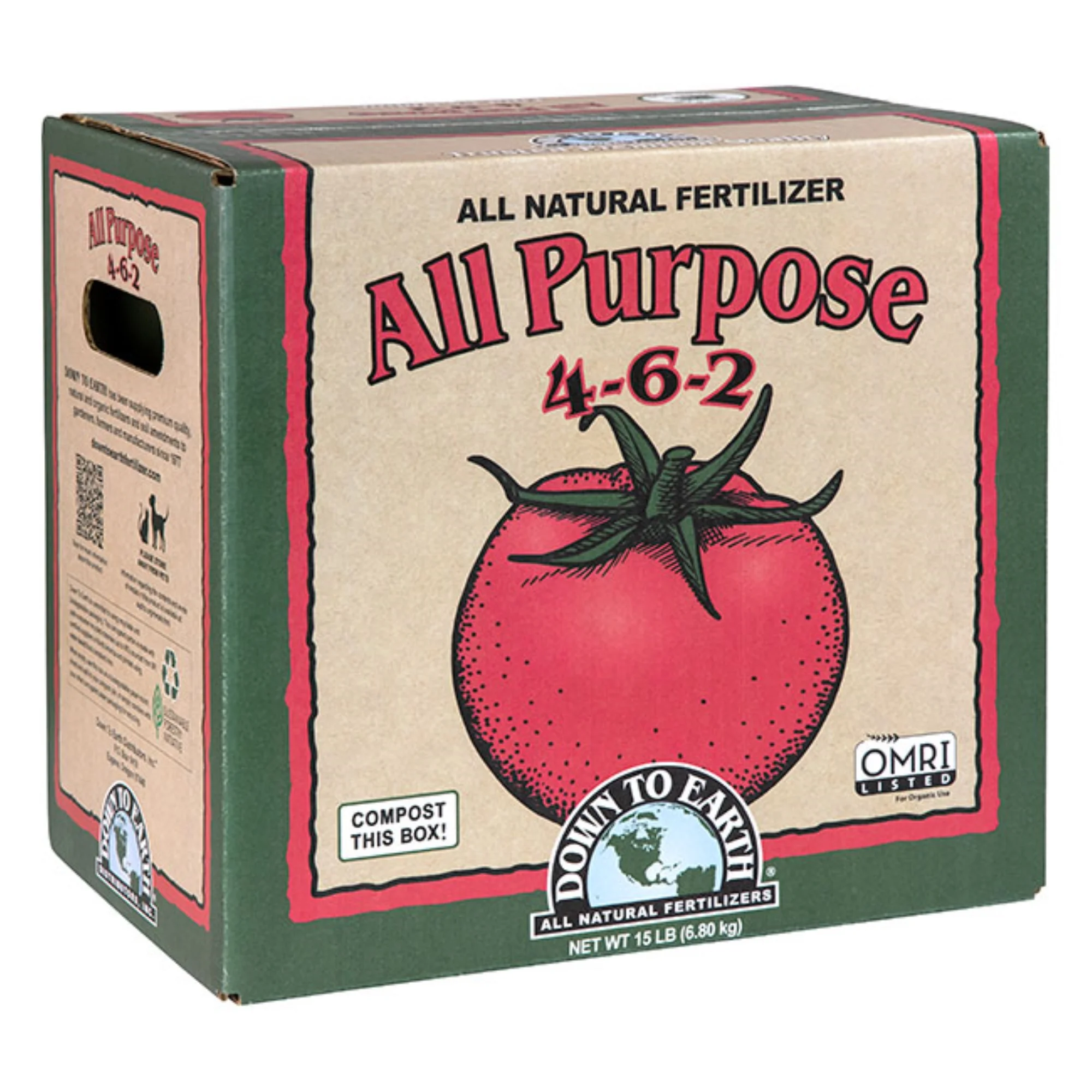 Down To Earth All Purpose Organic Fertilizer Mix 4-6-2, 15lbs