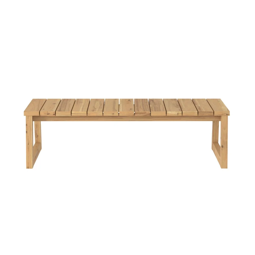 Modern Solid Wood Slat-Top Outdoor Coffee Table – Natural