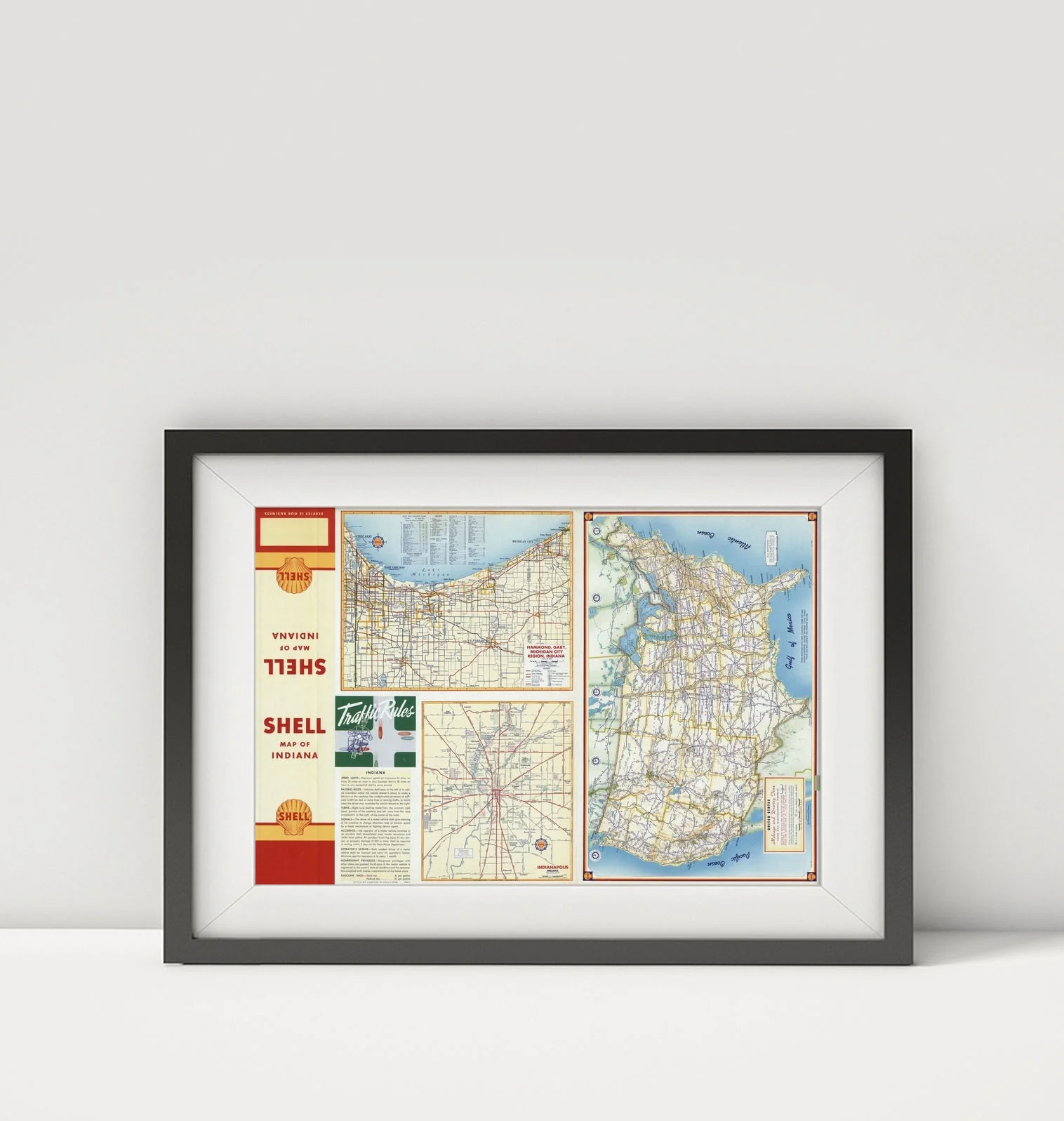 1956 Map of Various Regions and Cities in Indiana - Hammond, Gary, Michigan City Region. India