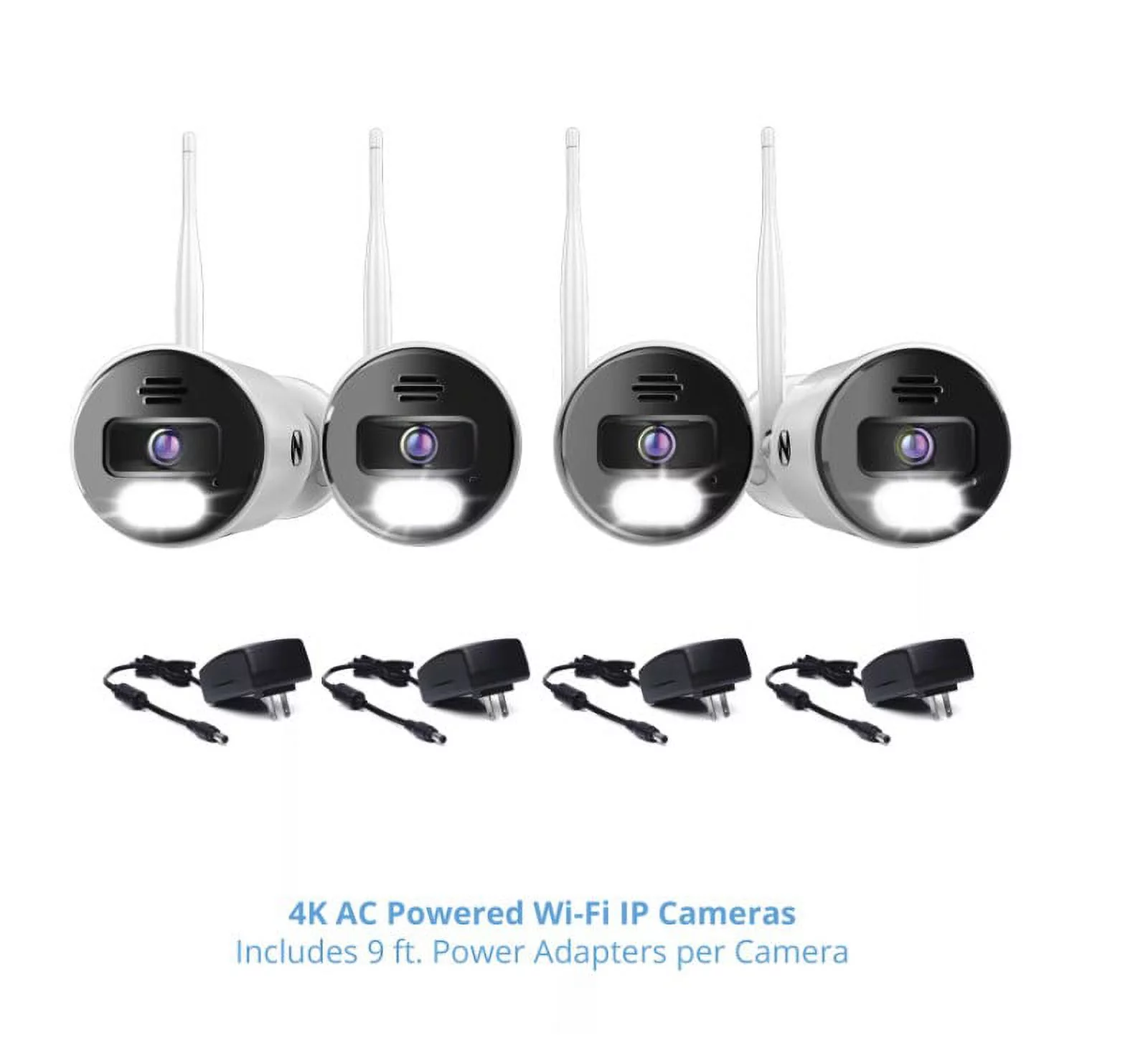 Night Owl CL-BT8WN-14L Wi-Fi Bluetooth NVR with (4) AC Powered Wi-Fi IP 4K Spotlight Cameras