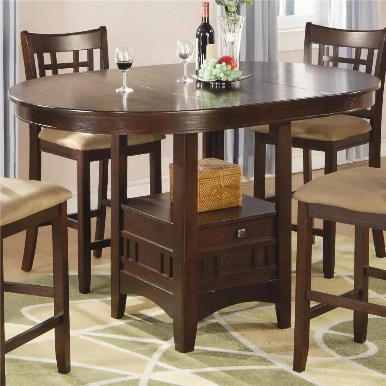 Benzara BM168044 36.25 x 60 x 42 in. Counter Height Dining Table - Warm Brown