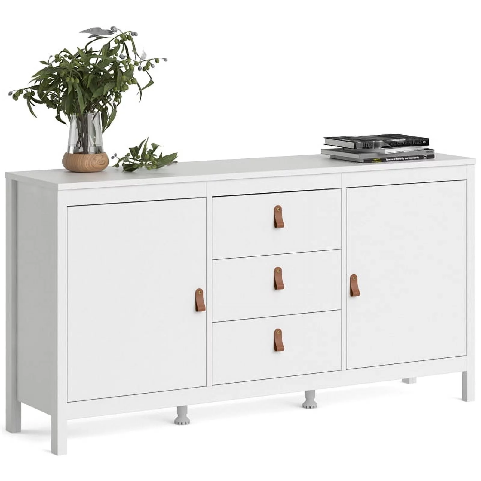 Home Square 2 Piece Furniture Set with Sideboard and Coffee Table in White