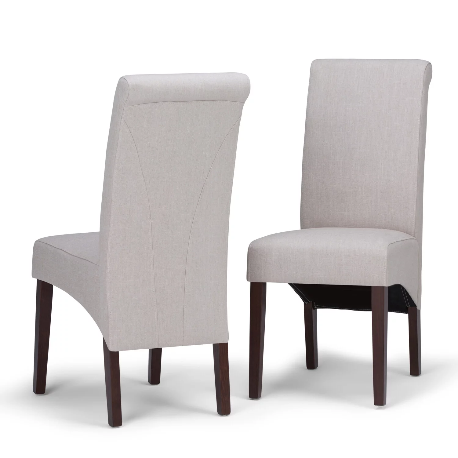 Avalon Transitional Deluxe Parson Dining Chair (Set of 2) in Light Beige Linen Look Fabric