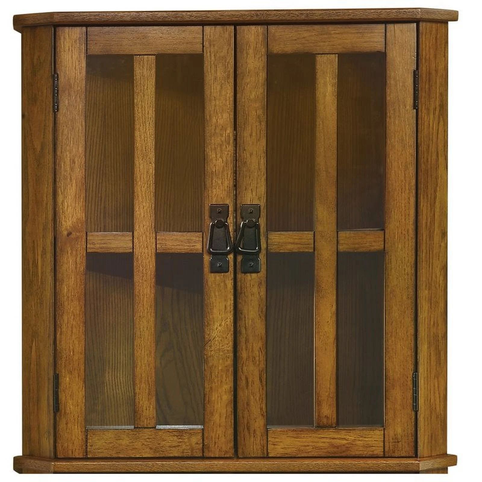 Bowery Hill 4 Shelf Corner Curio Cabinet in Golden Brown
