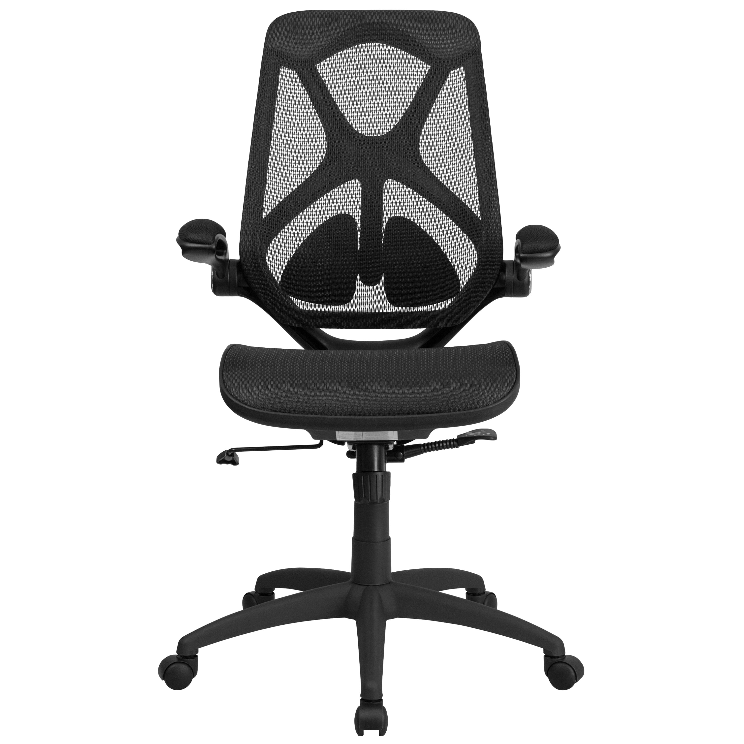 Flash Furniture High Back Transparent Black Mesh Executive Ergonomic Office Chair with Adjustable Lumbar, 2-Paddle Control & Flip-Up Arms