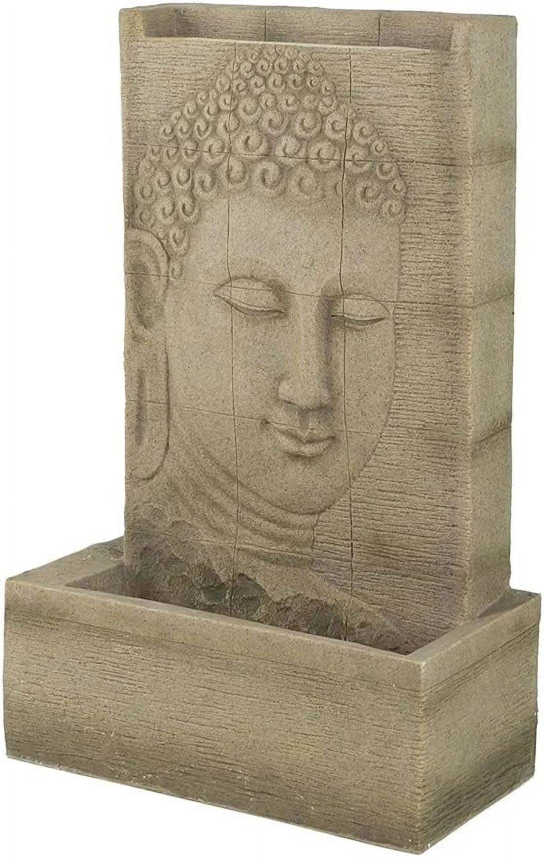 39 Inch High Sandstone Buddha Water Fountain With Light - For Indoor Outdoor Large Zen Decor, Yard, Garden, Patio, And Home ation, Large Buddha Fountain Outdoor