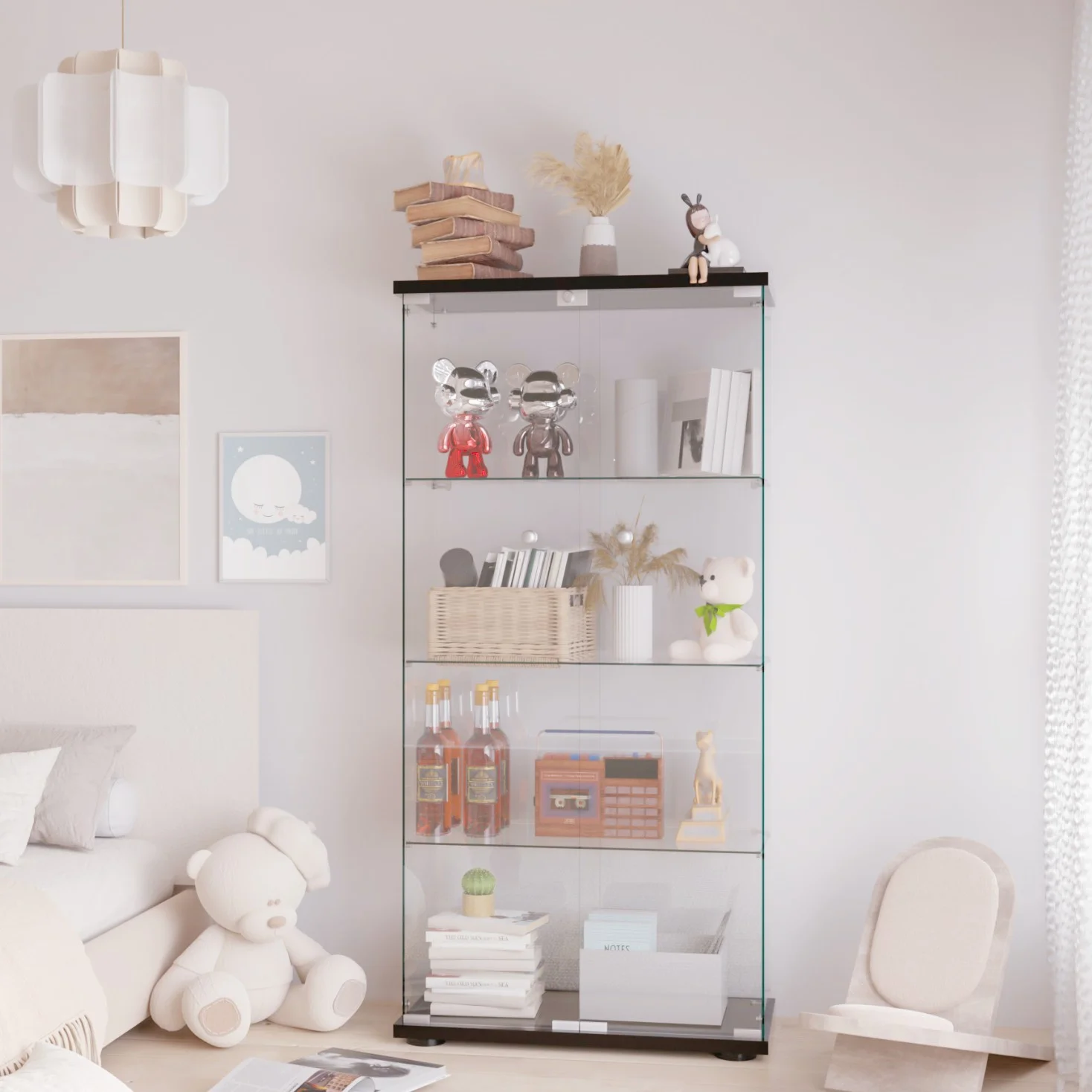 Egles Glass Display Cabinet, 4 Shelves 65