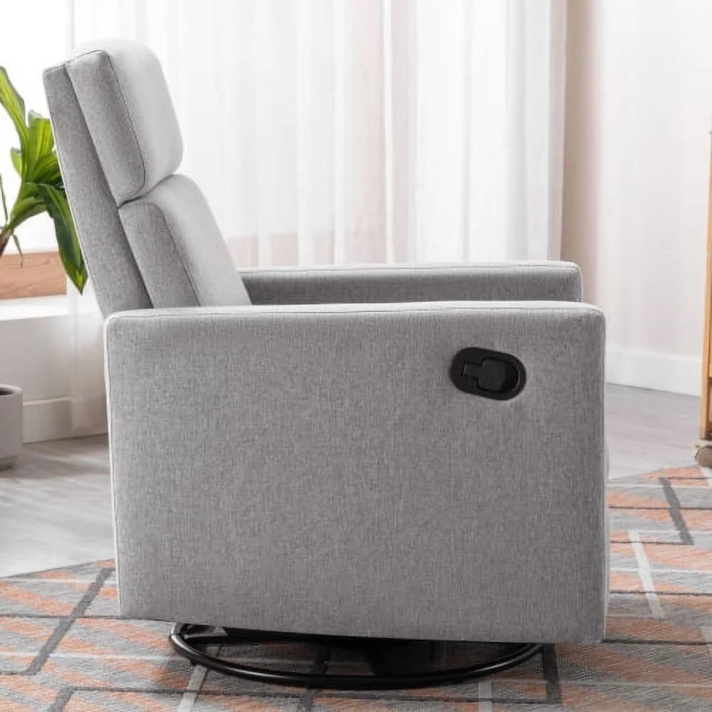 ZJbiubiuHome Modern Upholstered Rocker Nursery Chair Plush Seating Glider Swivel Recliner Chair  Gray