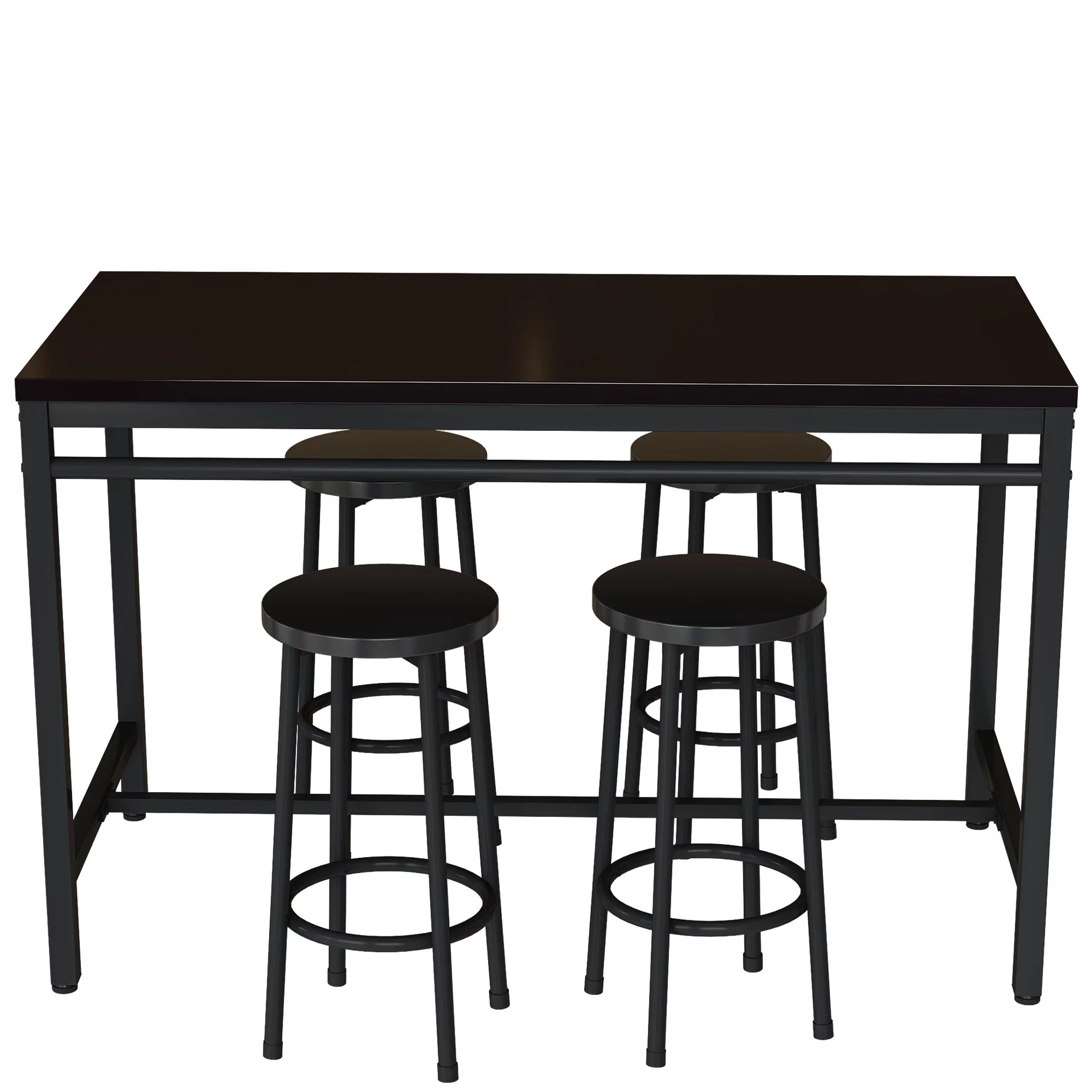 BESTCOSTY 5-Piece Rural Kitchen Table with 4 Bar Stools, Metal Frame and MDF