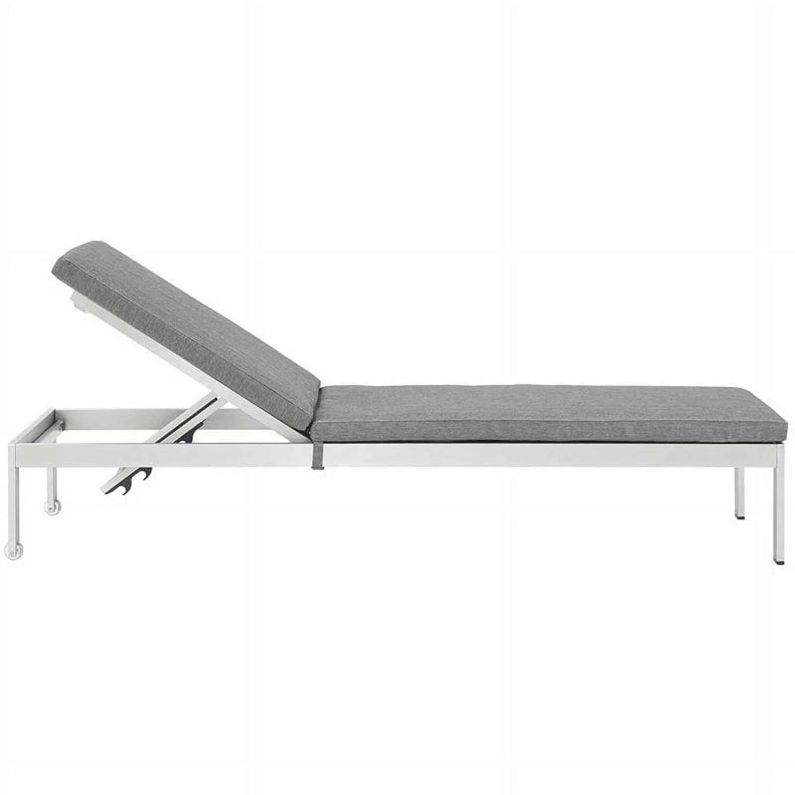 Pemberly Row 3-Piece Modern Aluminum Patio Chaise Lounge Set in Gray