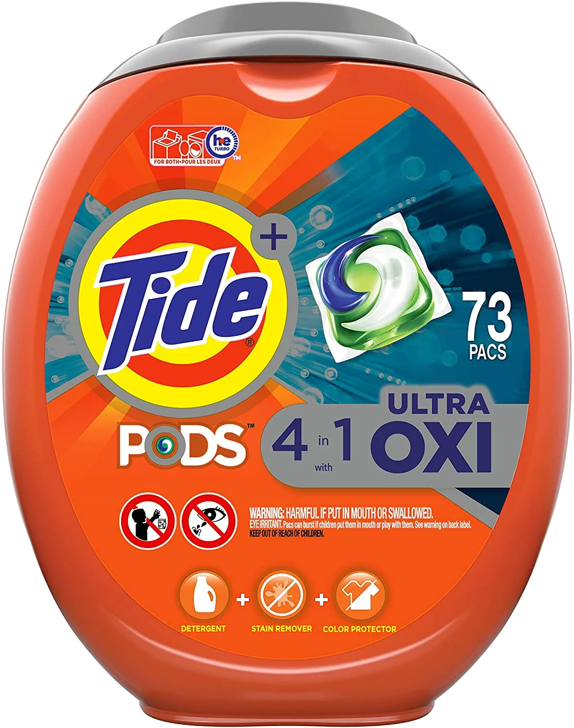 Tide Pods Ultra Oxi Liquid Laundry Detergent Pacs, 73 Count, Packaging May Vary