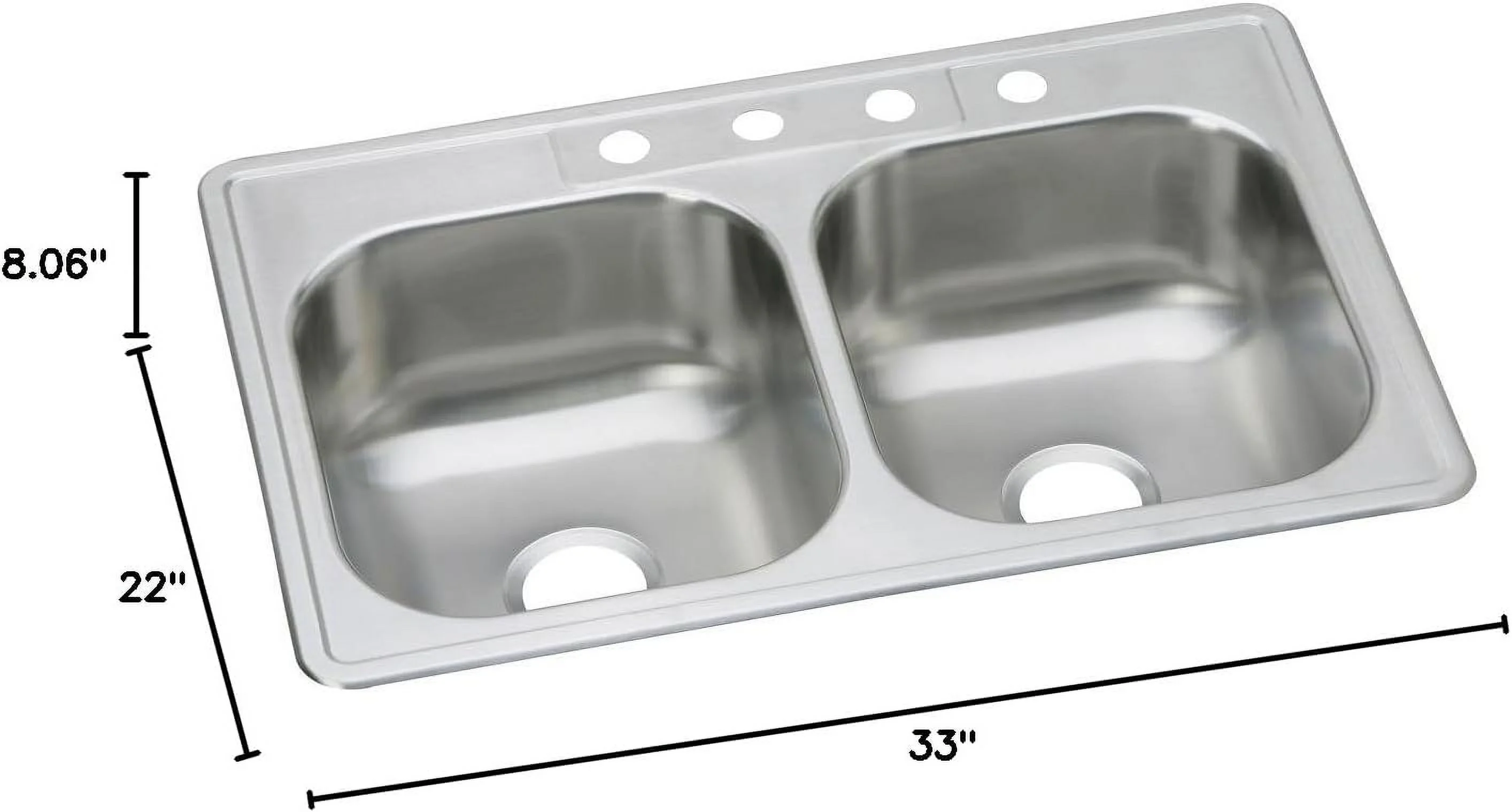 DSE233221 Dayton Equal Double Bowl Drop-In Stainless Steel Sink