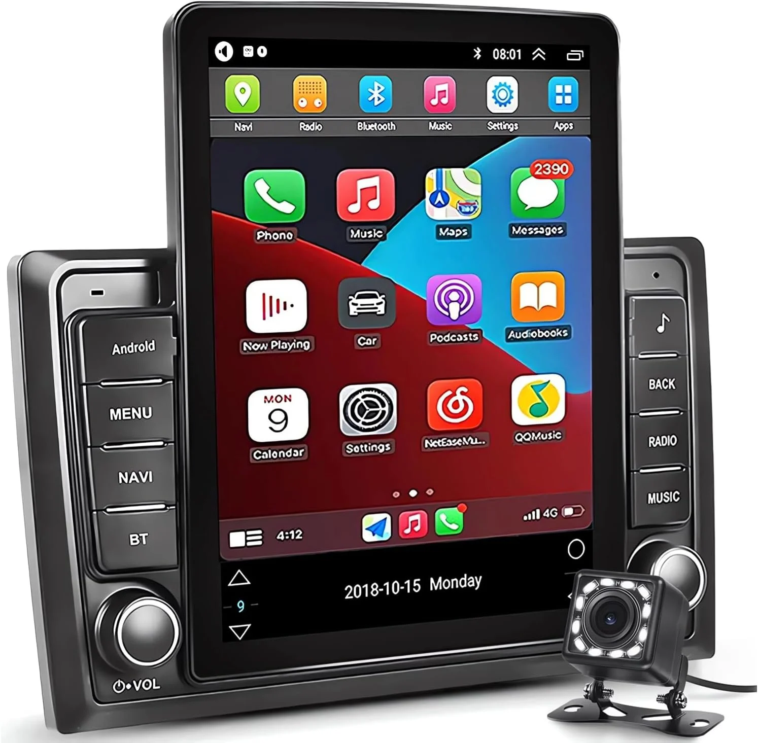 Double Din Car Stereo, 9.7in LCD Vertical Screen, USB Ports, Mirror Link, WiFi GPS, Car Stereo FM Radio Receiver Multimedia Player for 11