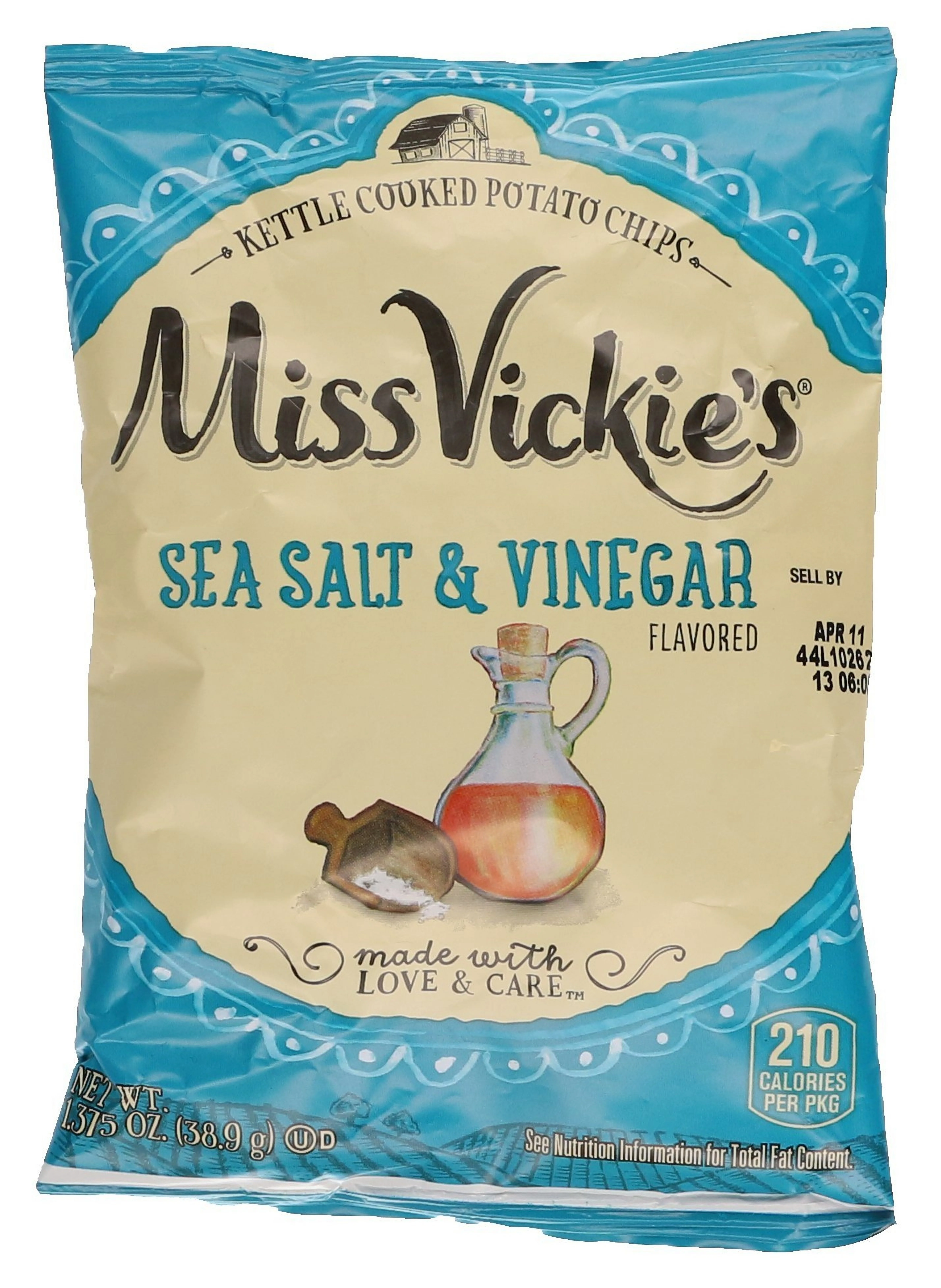Miss Vickie's Kettle Cooked Potato Chips, Sea Salt & Vinegar, 1.375 oz | 48 Ct