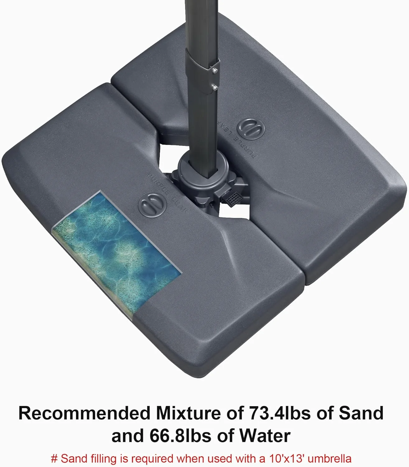 PURPLE LEAF 220 lBS Heavy Duty Patio Umbrella Base Offset Cantilever Umbrella Base Sand/Water Filled Square for Outdoor