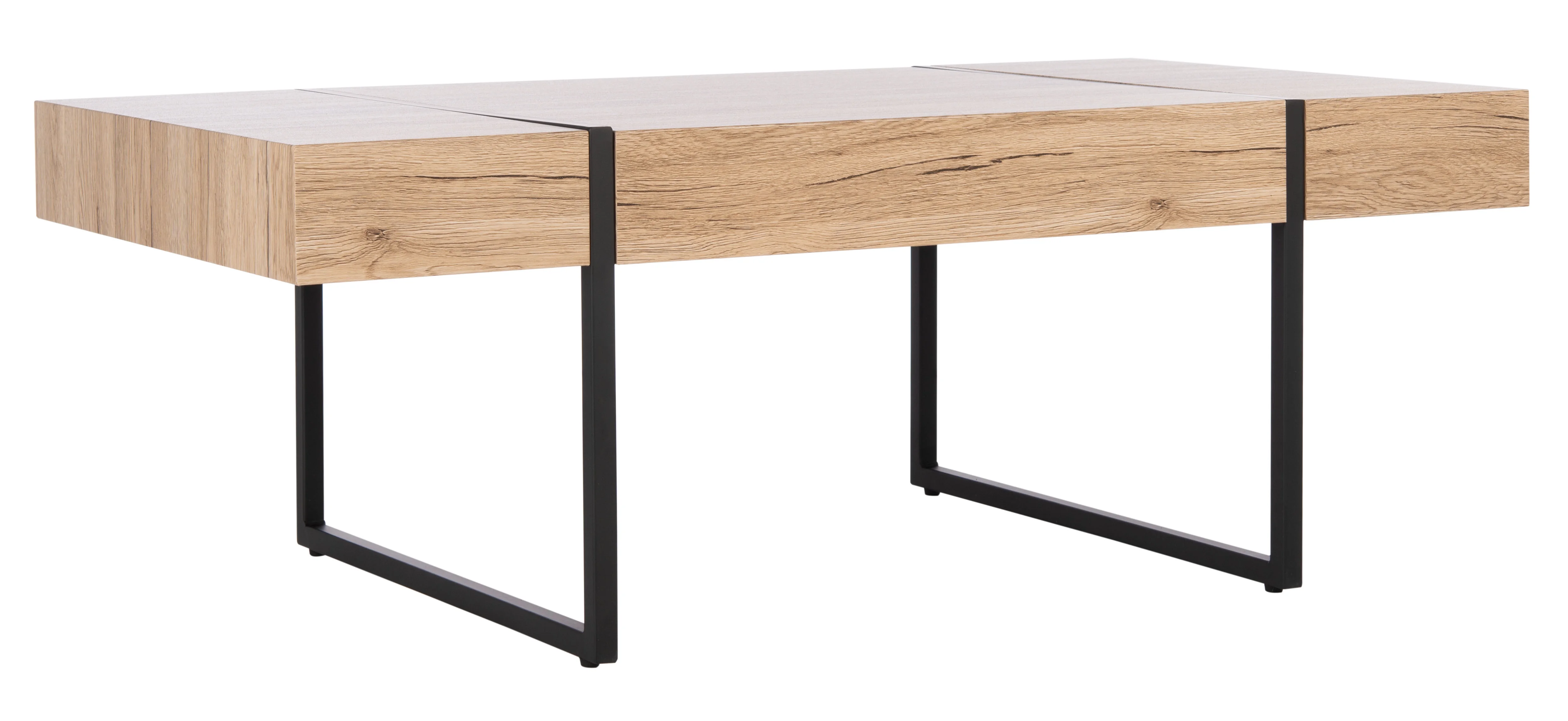 SAFAVIEH Tristan Rectangular Modern Coffee Table, Natural/Black
