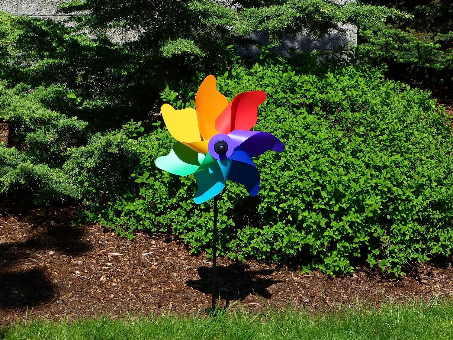 In the Breeze Rainbow Poly Petal Pinwheel Spinner, 12-Inch