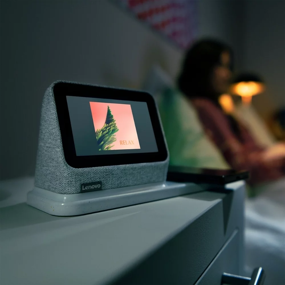 Lenovo Smart Clock 2 with Wireless Charging Dock - Heather Grey