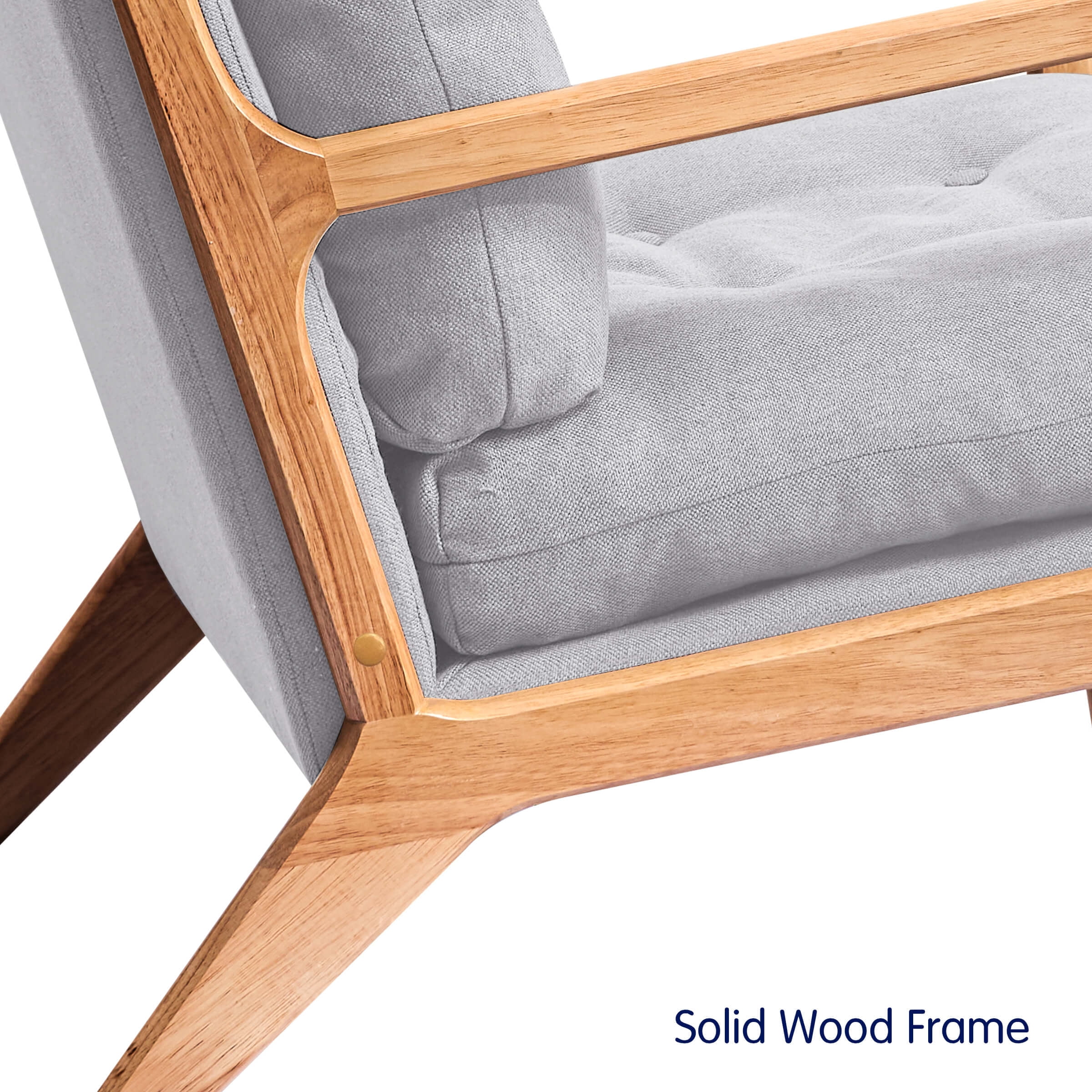 Subrtex Modern Accent Chair Linen Upholstered Arm Chairs with Solid Wood Frame, Set of 2, Gray