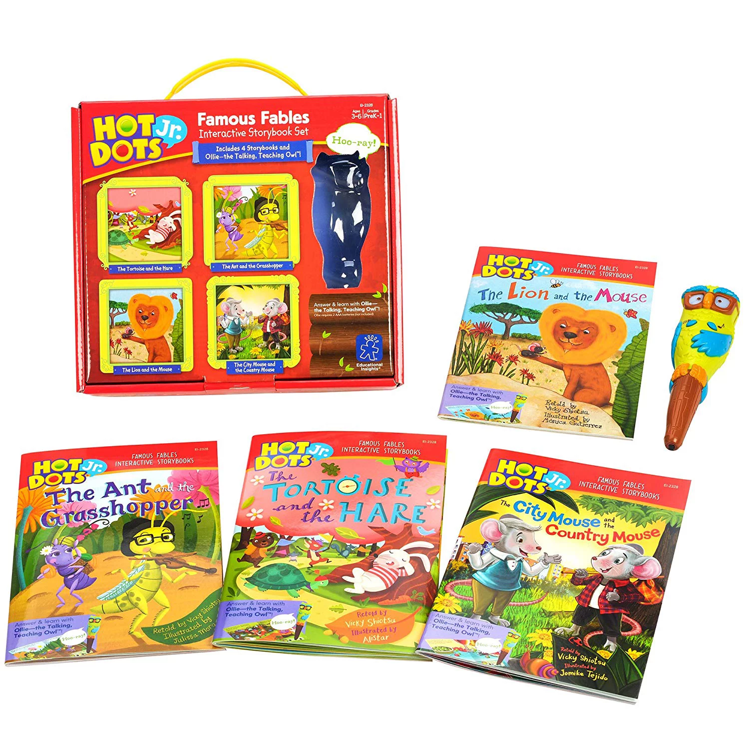 Educational Insights Hot Dots Jr. Famous Fables Storybooks, 4 Books & Interactive Pen, Homeschool, Early Learning Activities for Ages 3+