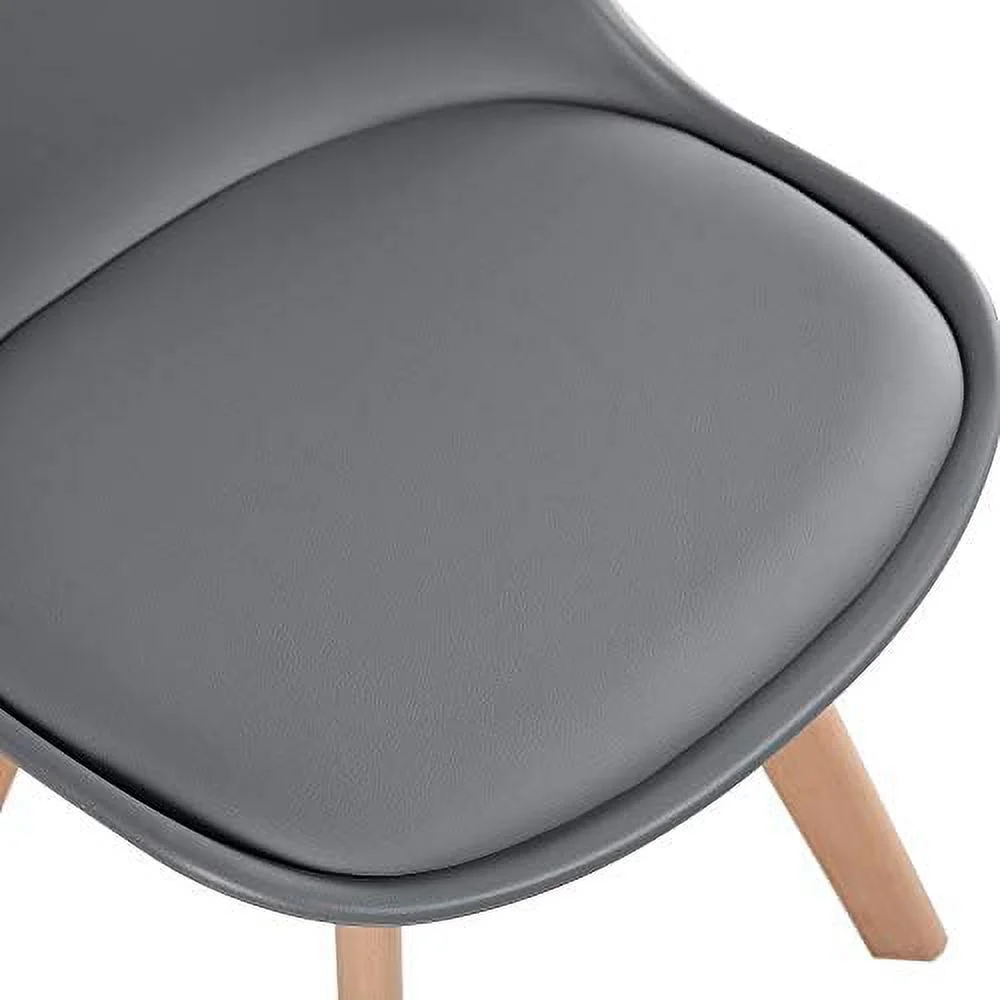 TJUNBOLIFE 4pcs Dining Chairs Living Room Bedroom Kitchen Lounge Chair Modern DSW Upholstered Side Chair with Soft Padded and Wood Legs  Dark Gray