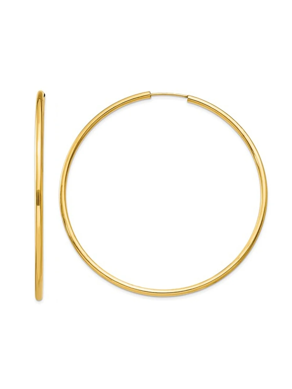 Primal Gold 14 Karat Yellow Gold Polished Round Endless 2mm Hoop Earrings