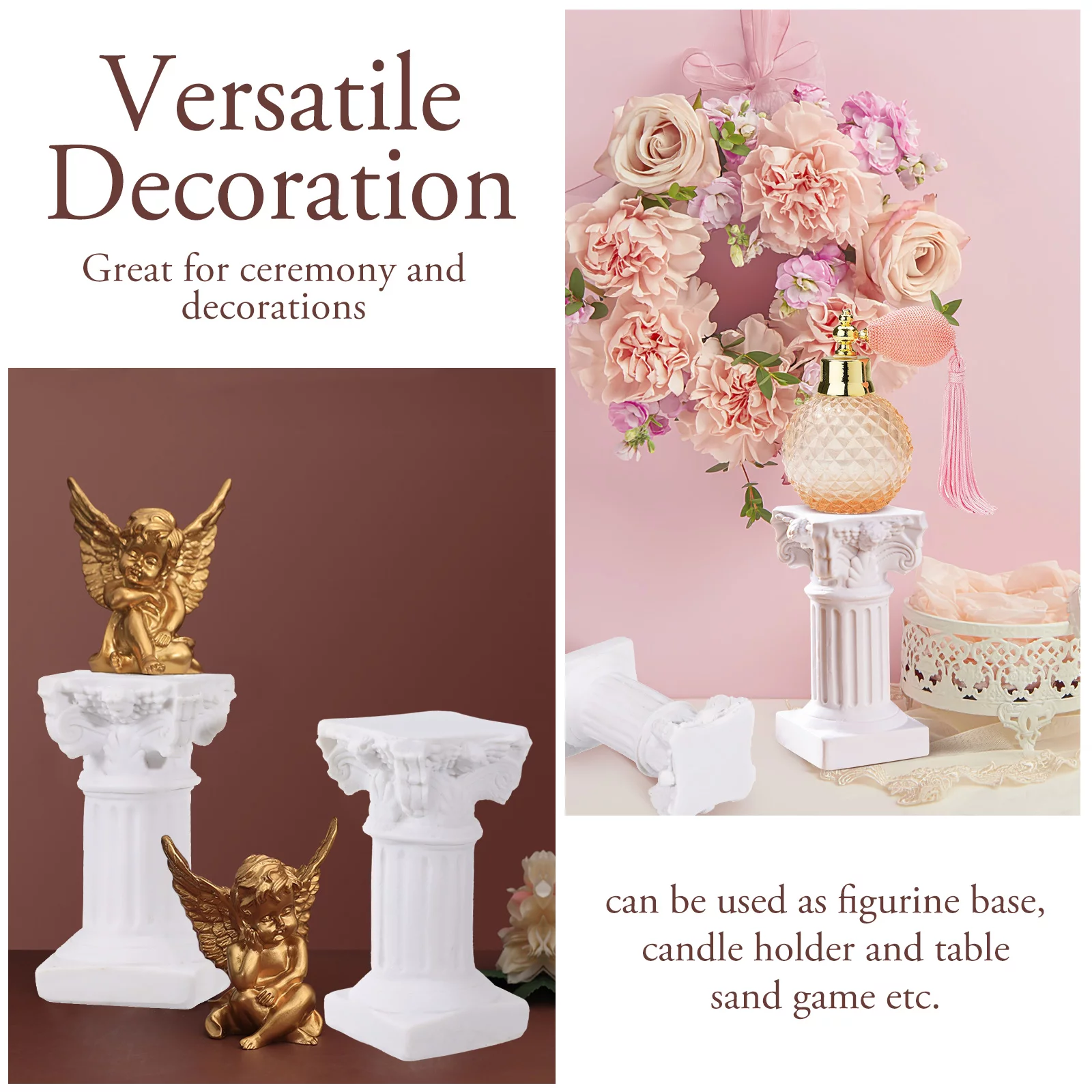 Guichaokj 5Pcs Roman Pillar Statues Resin Pedestal Stand Roman Pillar Greek Column Statues