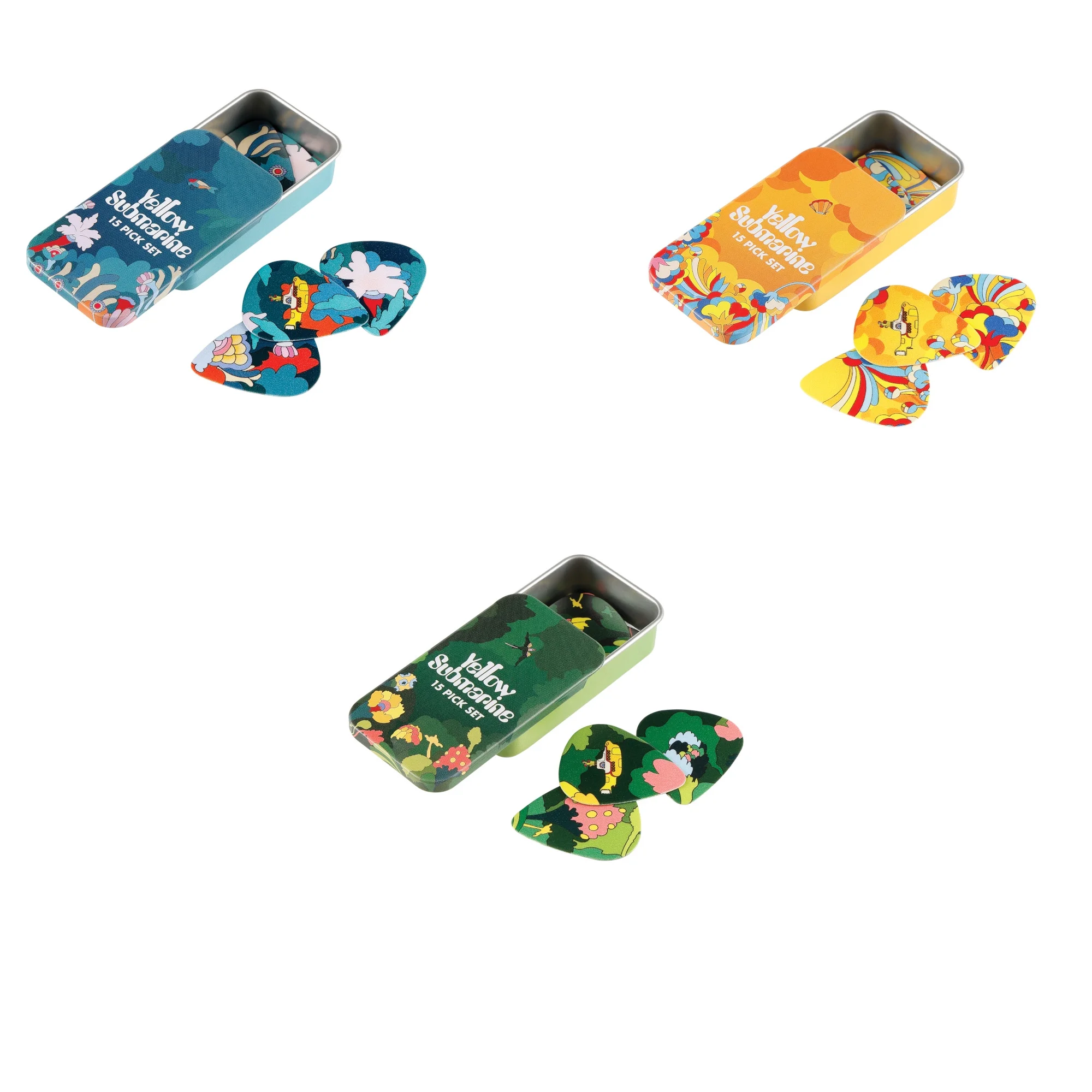 Beatles Guitar Picks Yellow Submarine 3 Tins 45 Picks