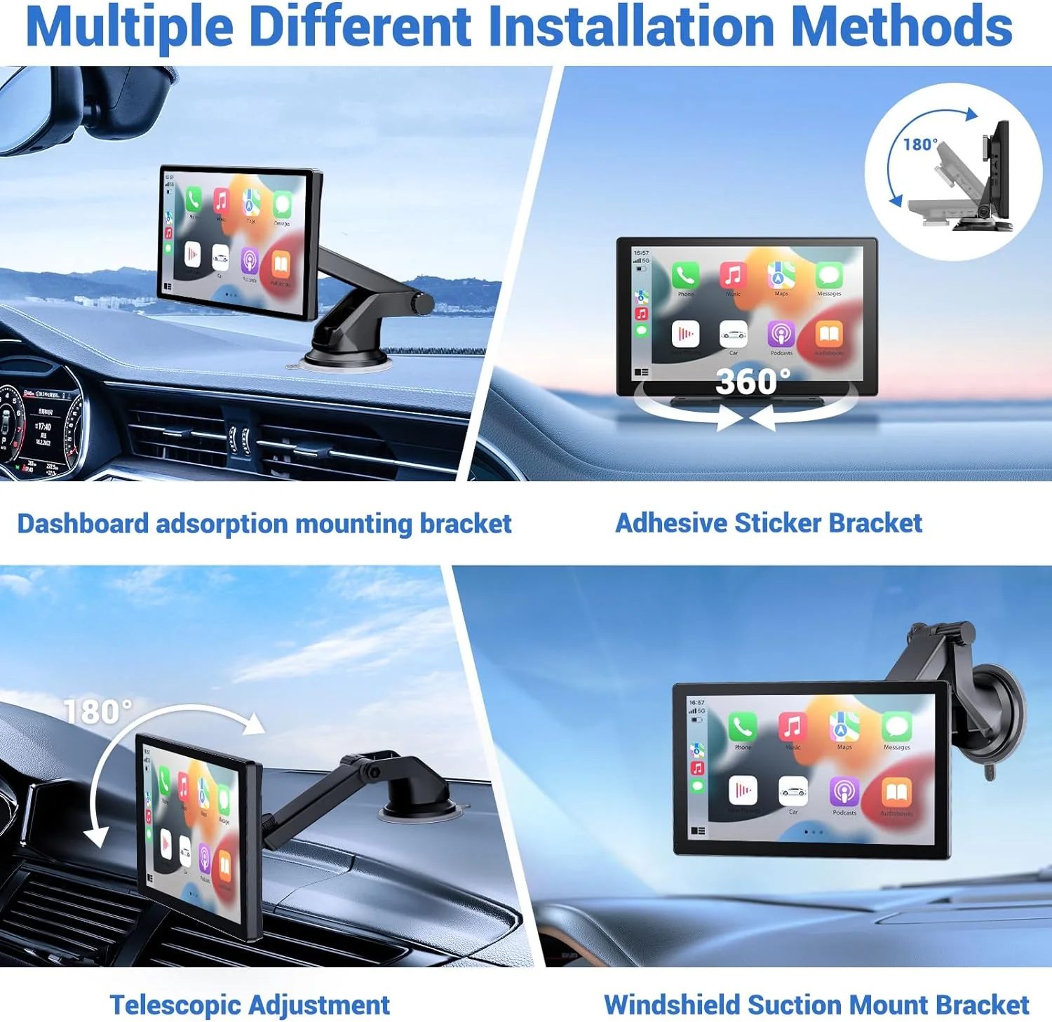 HAUXIY Wireless Carplay Touchscreen with 2.5K Dash Cam, 9