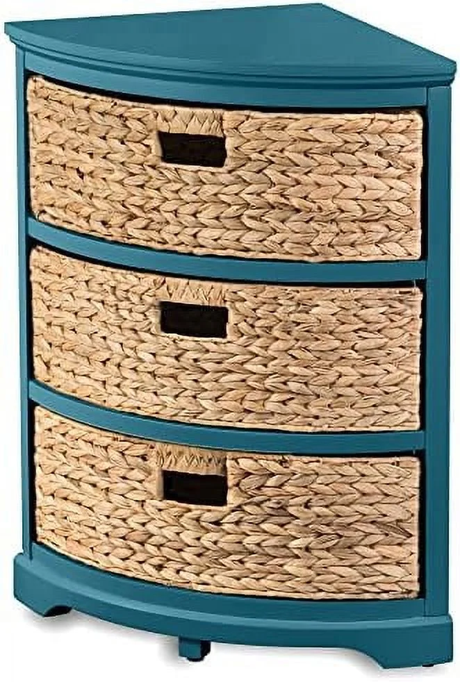 GVJMTKP Hampton Meadows 3 Tier X-Side End  Cabinet with 3 Wicker Baskets  Walnut