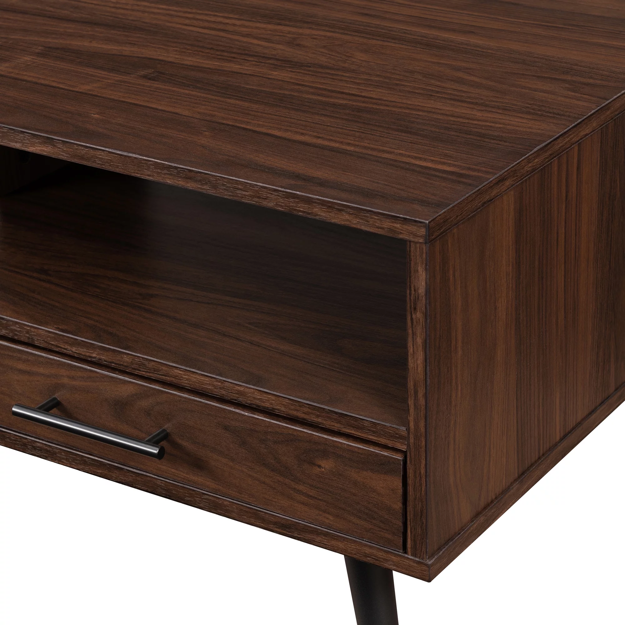 Walker Edison 40” Mid-Century Modern 2-Drawer Coffee Table, Dark Walnut