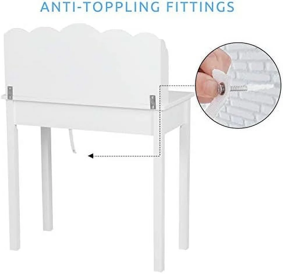 CHTYVC Writing Desk with 7 Drawers  Home Office Desk with Hutch Student Desk Study Table  Small White Desk  Solid Pine Wood Legs