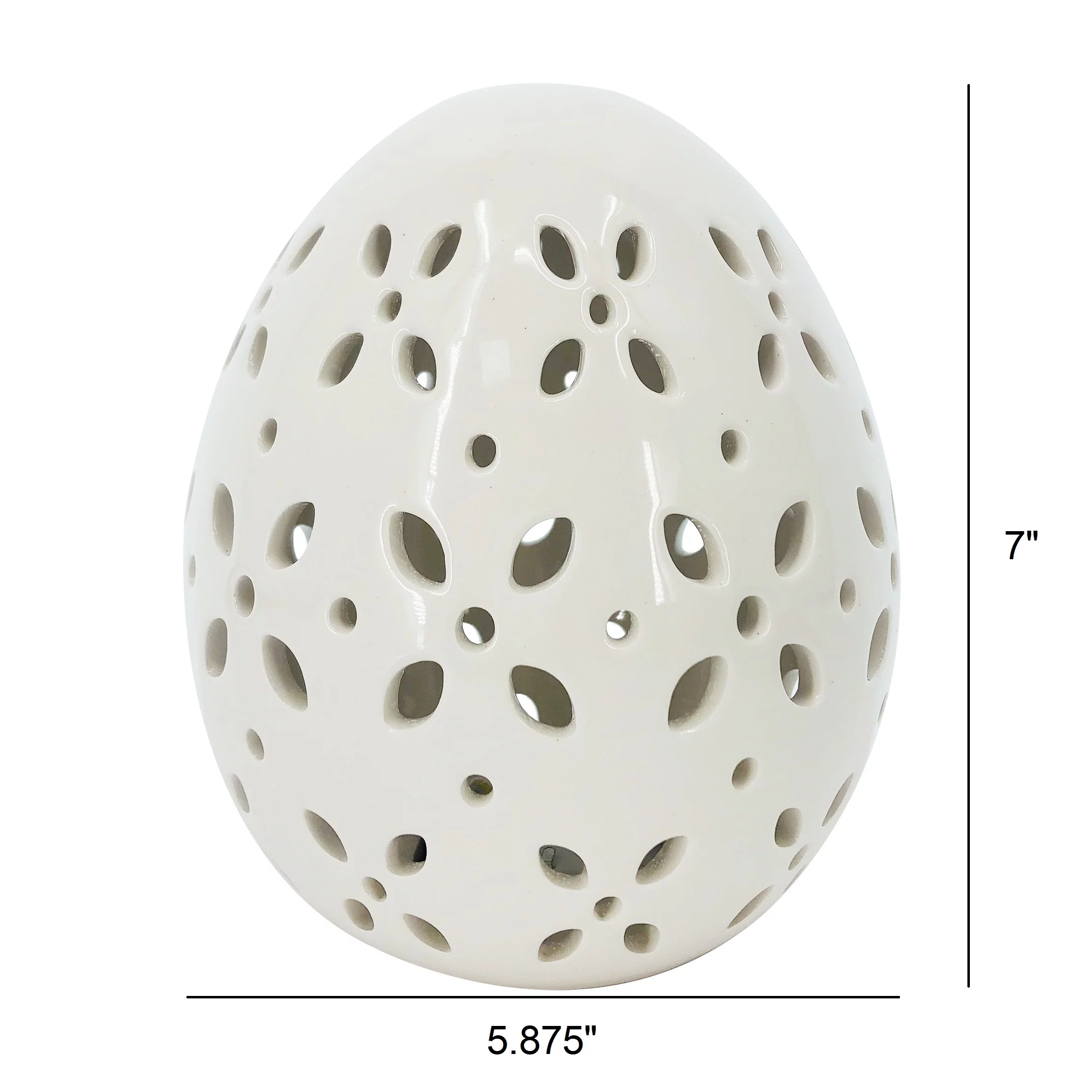 Way to Celebrate 7 in Large Easter LED White Ceramic Egg, 1.58 lb