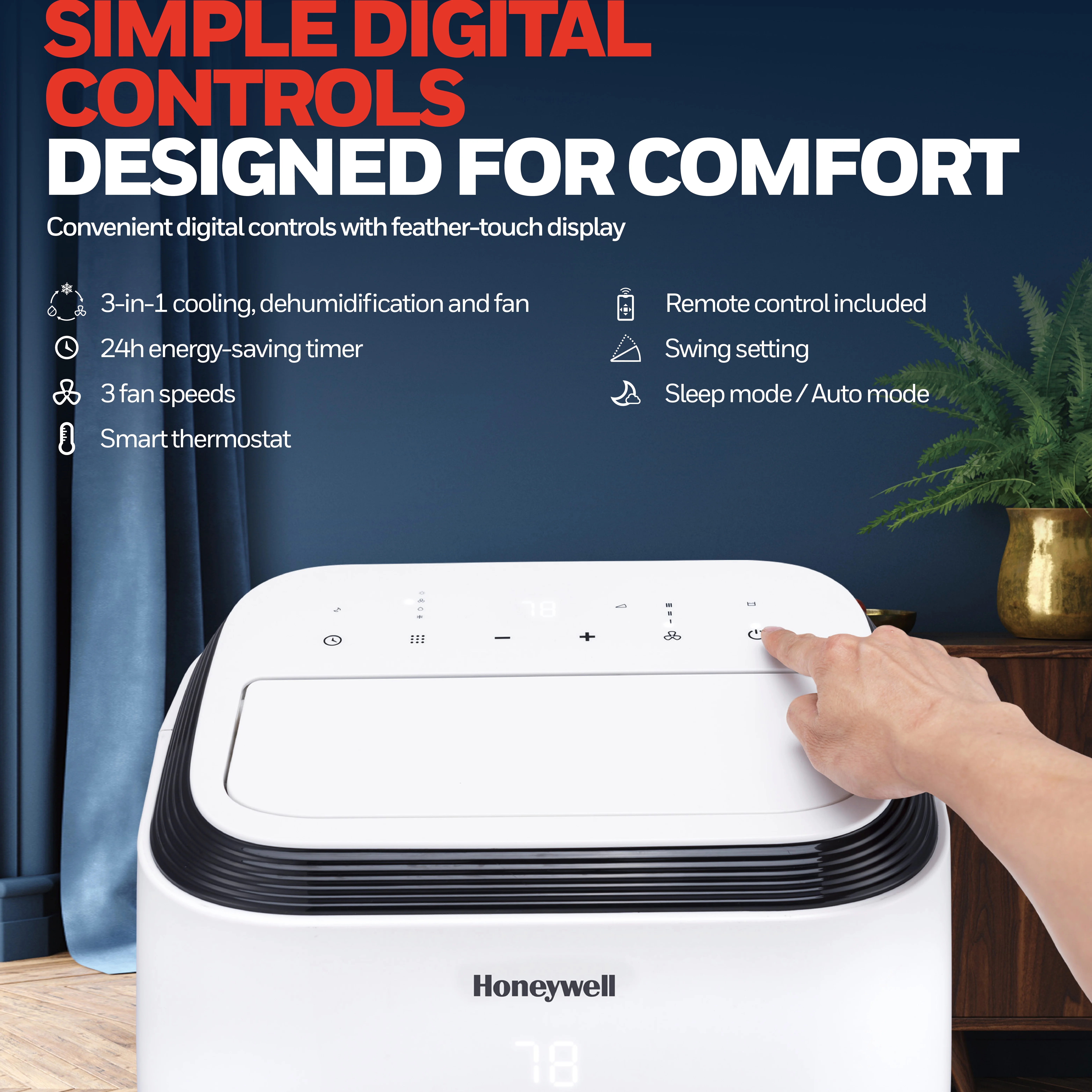 Honeywell Portable Air Conditioner, 11,000 BTU, Cools Rooms Up to 500 Square Feet, Includes Full Window Installation Kit and Drain Tube